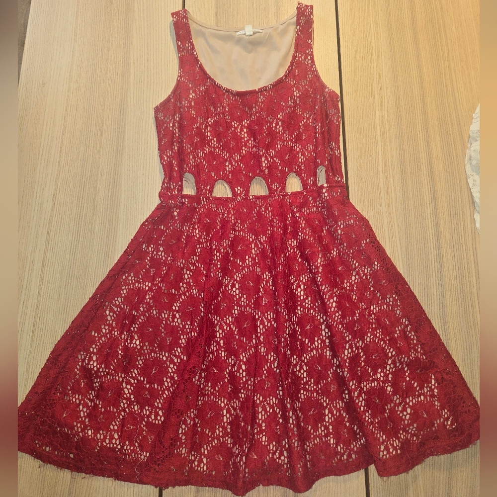 Socialite Red Lace Formal Kids Dress